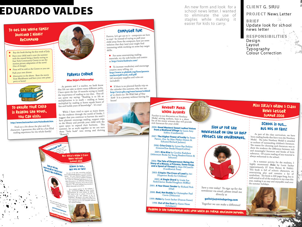 Mockup of a trifold design for a school newsletter.
